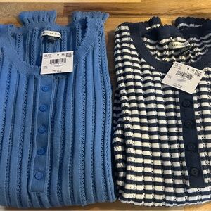 American Eagle Outfitters Blue & Navy and White Striped Knit Tops